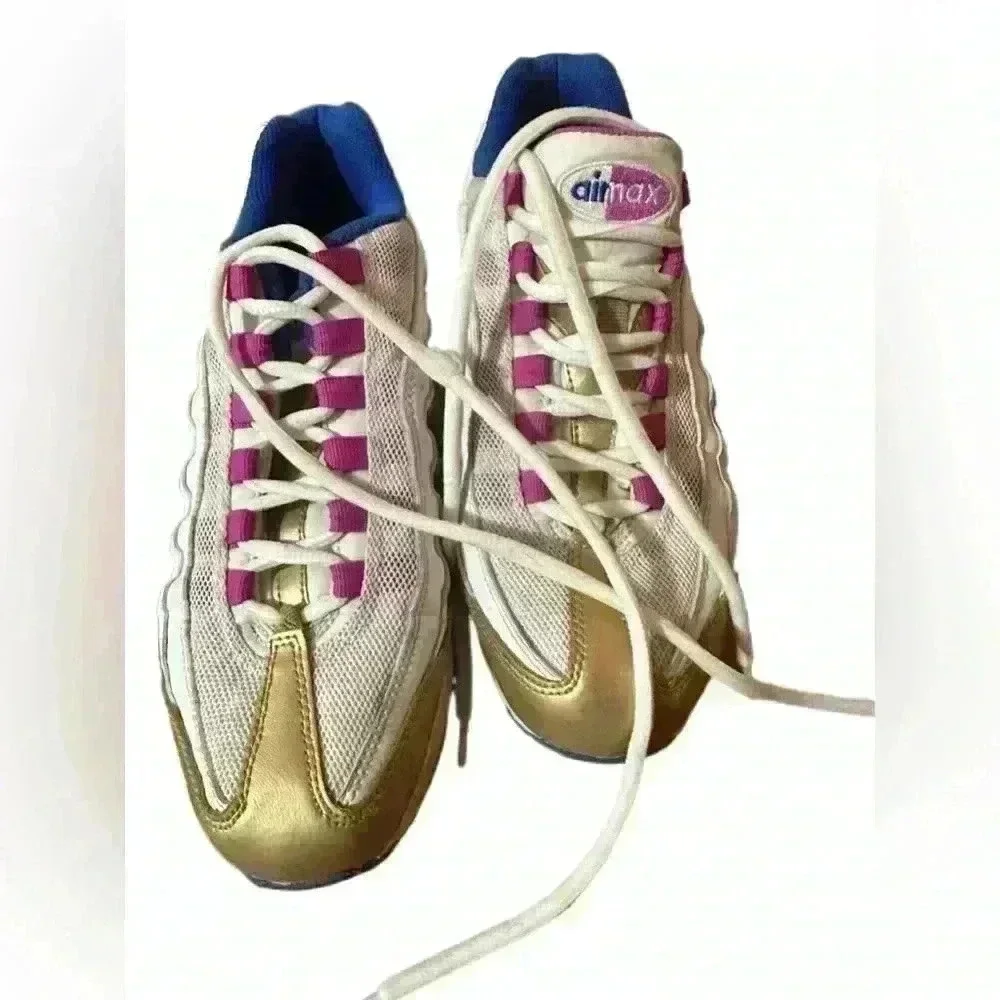 Nike Air Max Big Boy Sneakers Size 7 Y Gold Blue Peanut Butter Jelly Sneakers